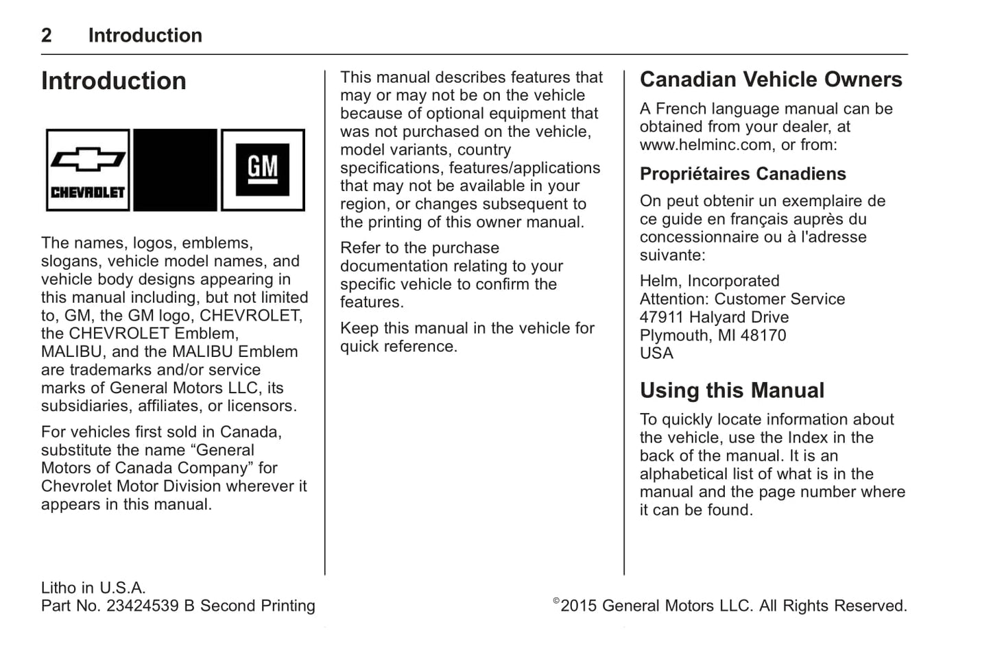 2016 Chevrolet Malibu Gebruikershandleiding | Engels