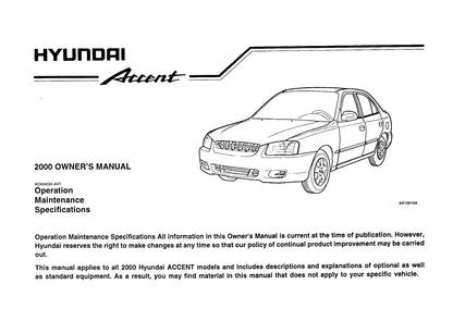 2000 Hyundai Accent Bedienungsanleitung | Englisch
