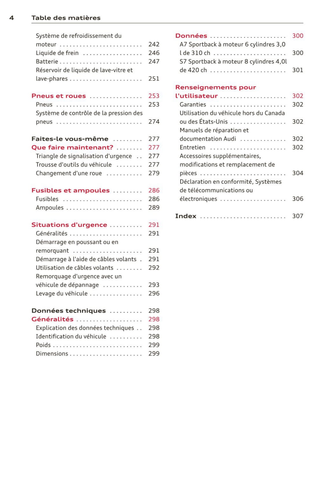 2010-2014 Audi A7 Sportback/S7 Sportback Owner's Manual | French