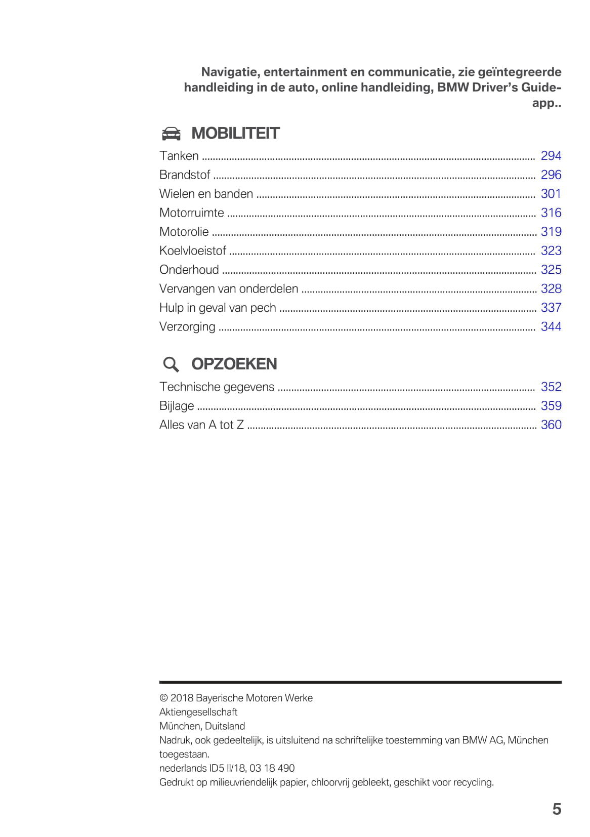 2018 BMW X5 Owner's Manual | Dutch