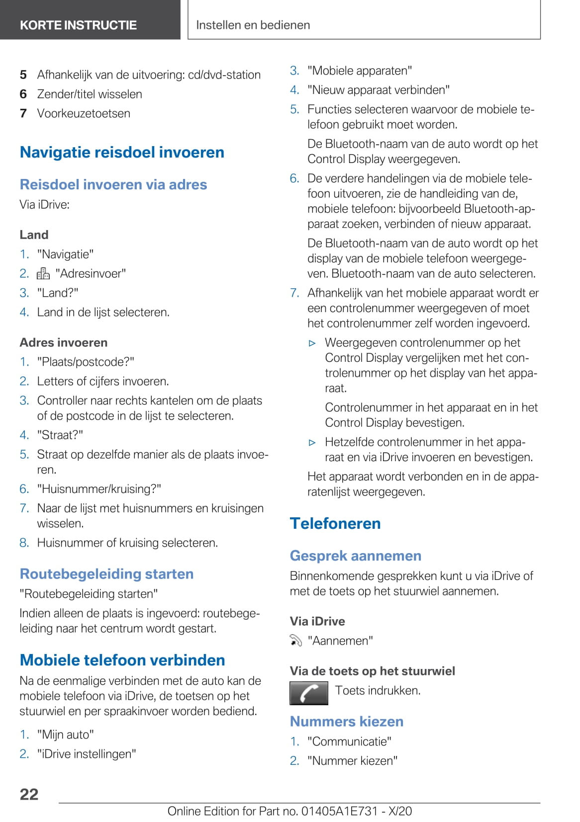 2020-2021 BMW X2 Owner's Manual | Dutch