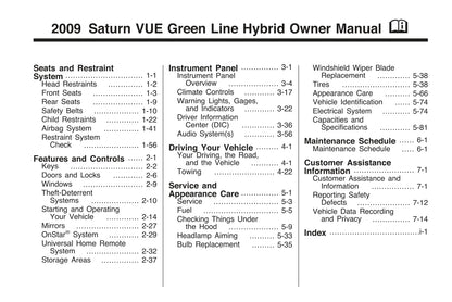 2009 Saturn Vue Gebruikershandleiding | Engels