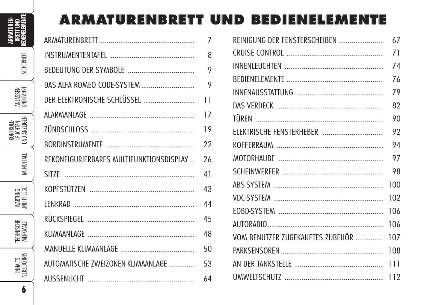 2006-2008 Alfa Romeo Spider Owner's Manual | German