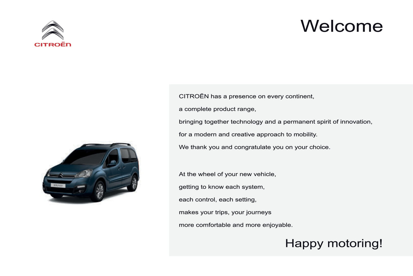 2016 Citroën Berlingo Multispace Owner's Manual | English