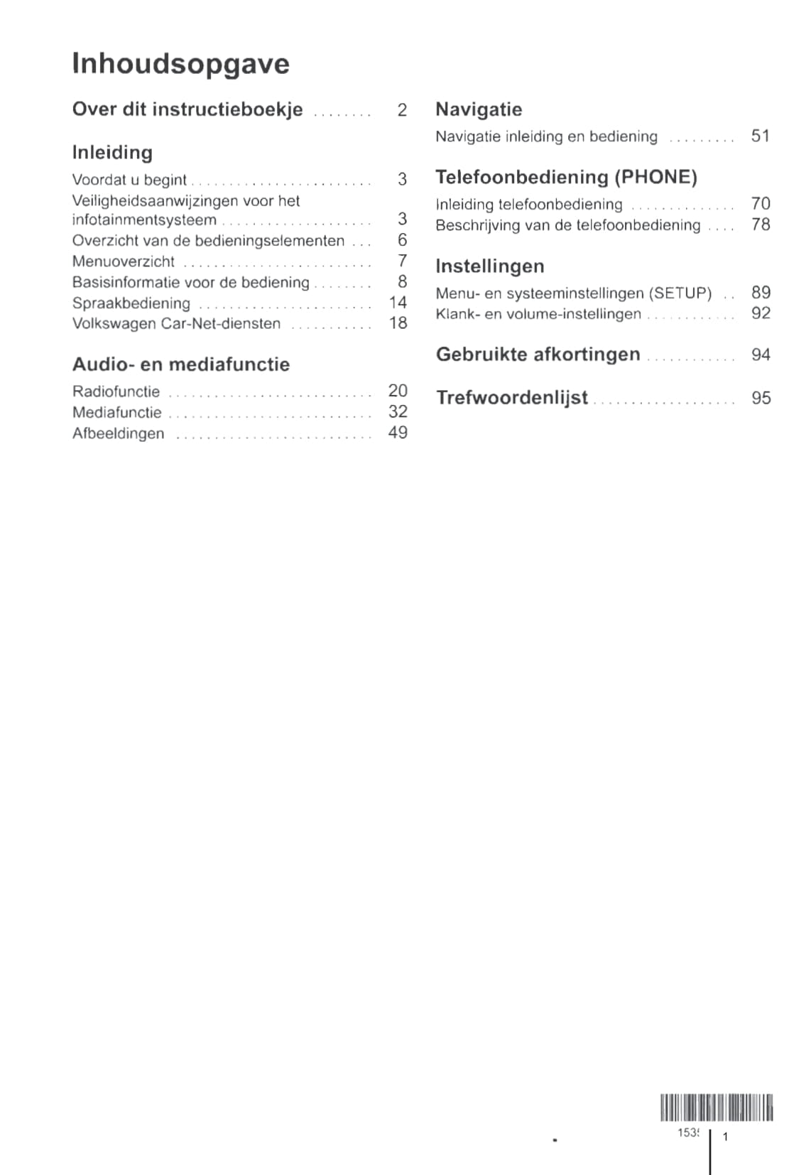 2014 Volkswagen Discover Pro Owner's Manual | Dutch