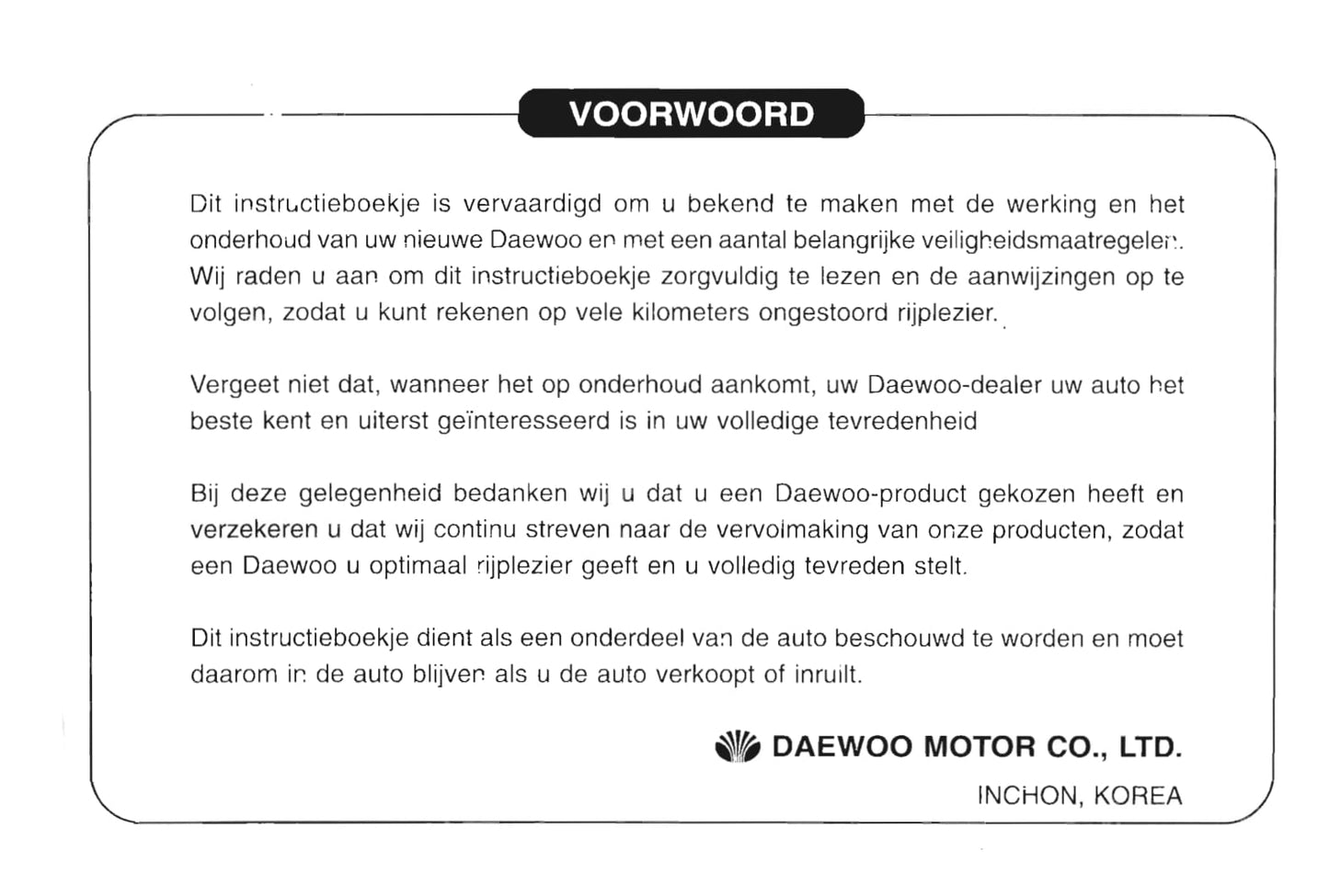 1997-2003 Daewoo Lanos Manuel du propriétaire | Néerlandais
