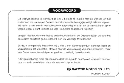 1997-2003 Daewoo Lanos Manuel du propriétaire | Néerlandais