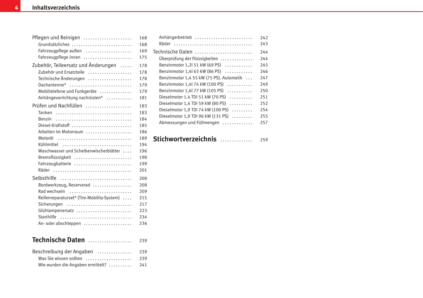 2006-2009 Seat Cordoba Owner's Manual | German