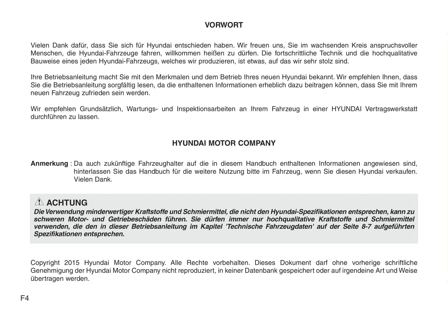 2015-2016 Hyundai Santa Fe Owner's Manual | German