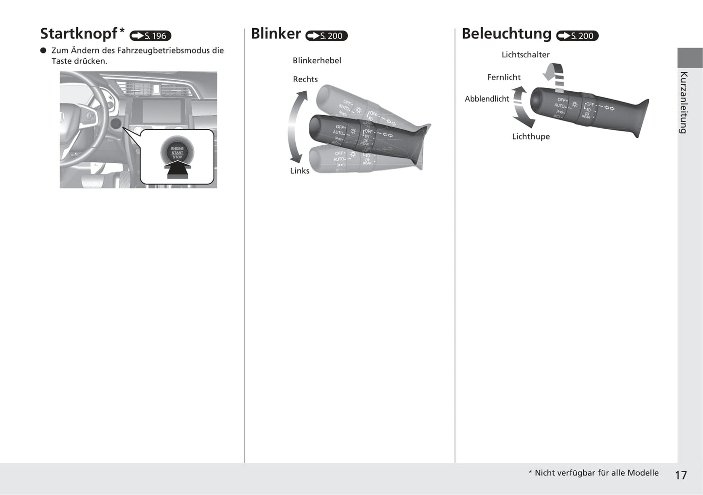 2017-2018 Honda Civic Sedan Diesel Bedienungsanleitung | Deutsch