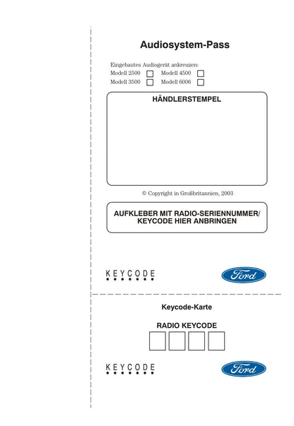 2002-2005 Ford Fusion Owner's Manual | German