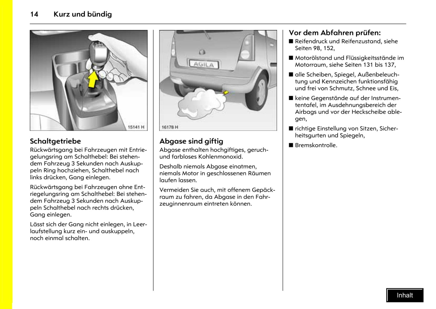 2006-2007 Opel Agila Owner's Manual | German