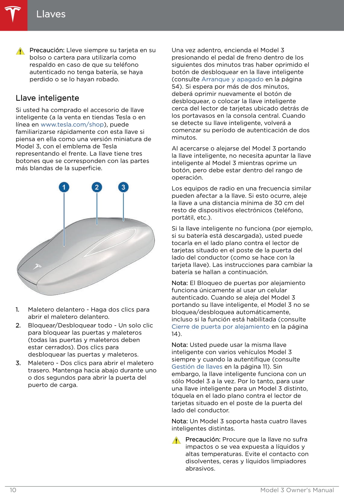 2019 Tesla Model 3 Owner's Manual | Spanish