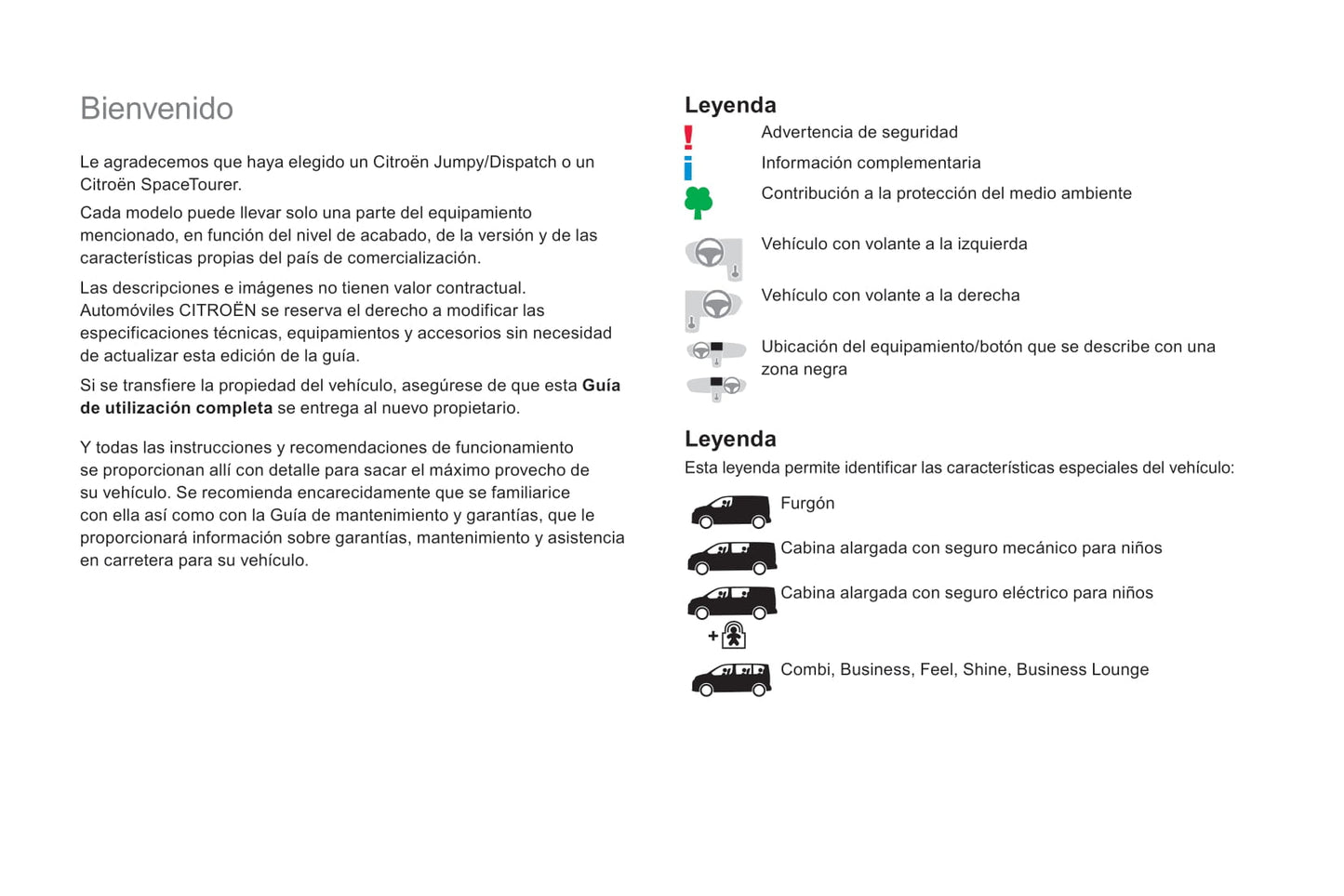 2018-2020 Citroën Jumpy/Dispatch/SpaceTourer Owner's Manual | Spanish
