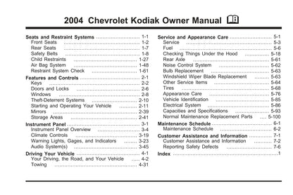2004 Chevrolet Kodiak Manuel du propriétaire | Anglais