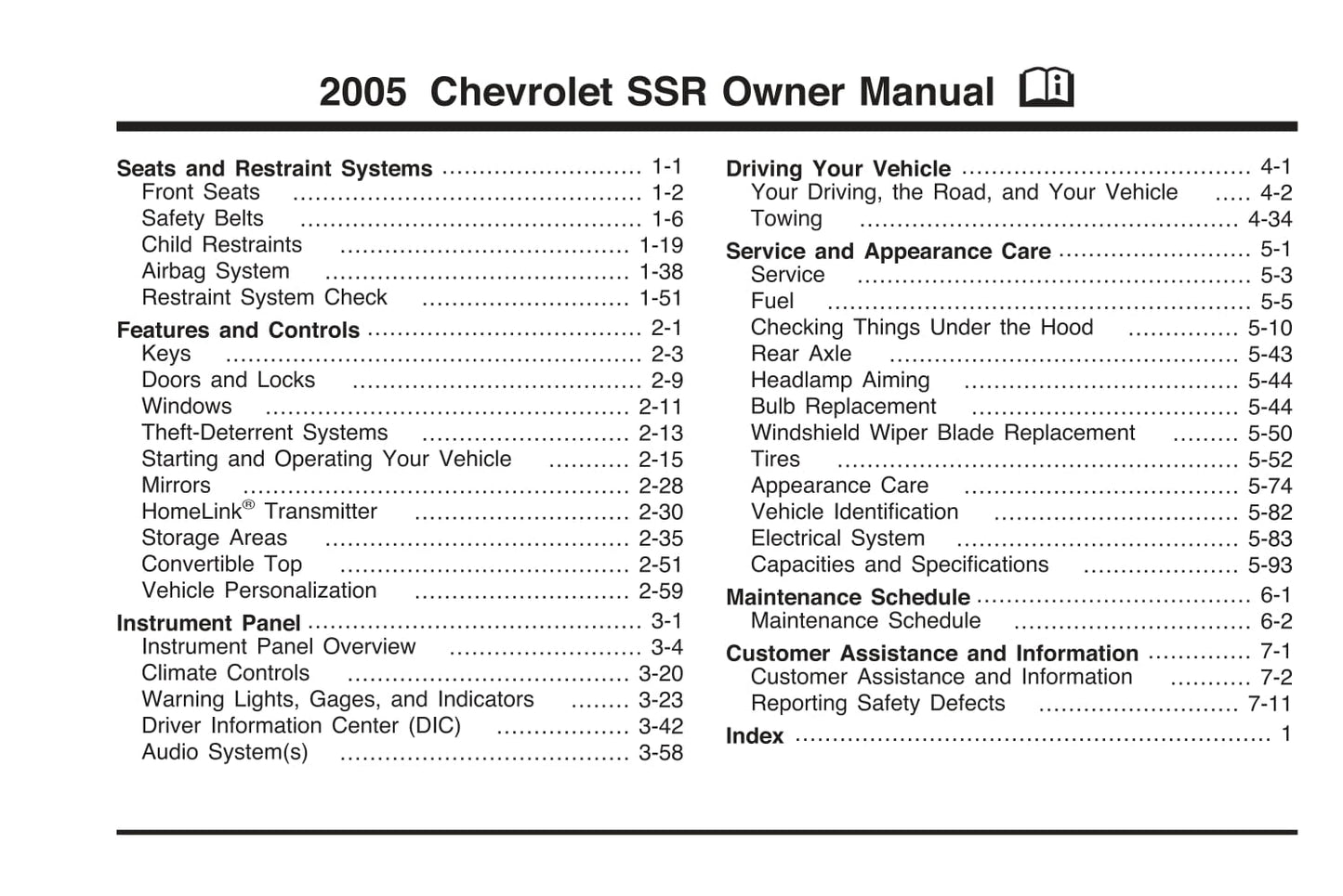 2003-2006 Chevrolet SSR Bedienungsanleitung | Englisch