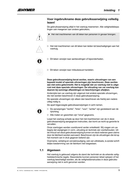 2011 Hymer B544 Owner's Manual | Dutch