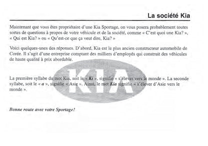 1993-2002 Kia Sportage Manuel du propriétaire | Français