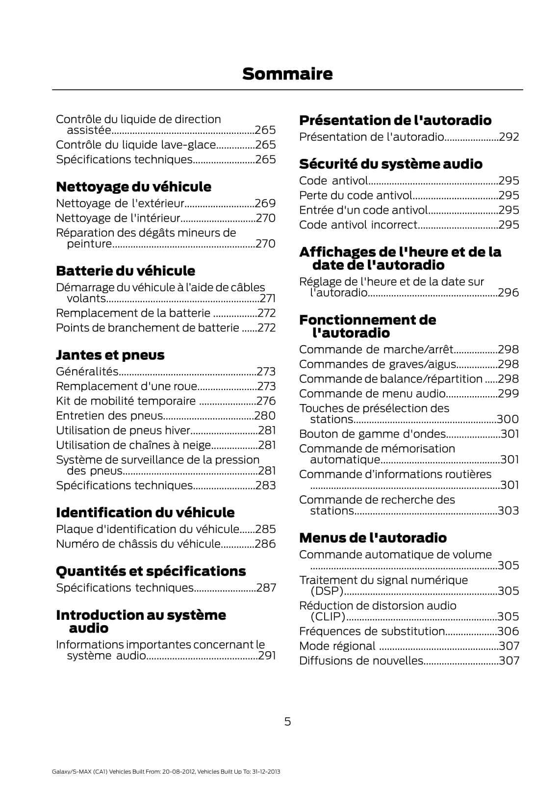 2012-2013 Ford Galaxy / S-Max Manuel du propriétaire | Français