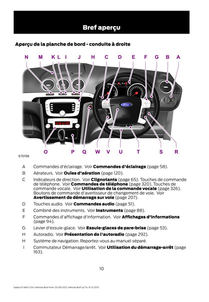 2012-2013 Ford Galaxy / S-Max Bedienungsanleitung | Französisch