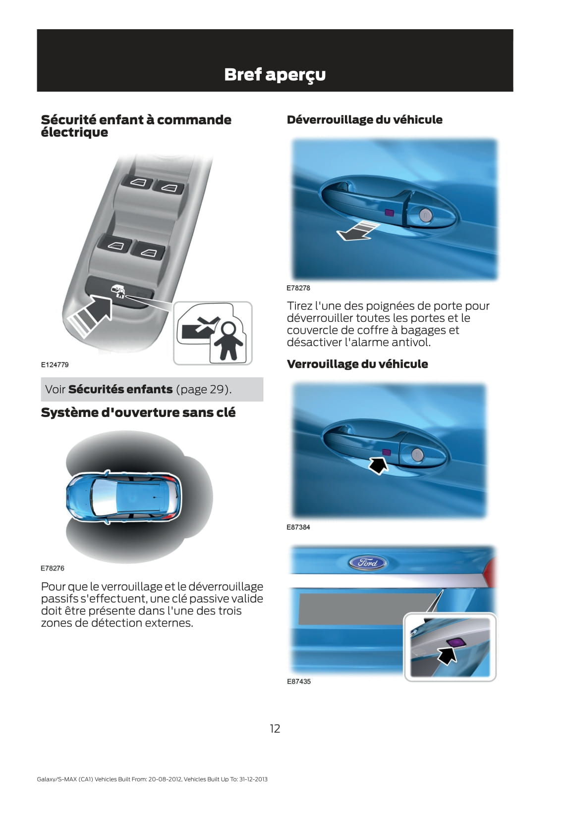 2012-2013 Ford Galaxy / S-Max Manuel du propriétaire | Français