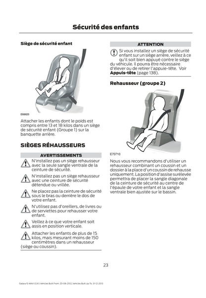 2012-2013 Ford Galaxy / S-Max Bedienungsanleitung | Französisch