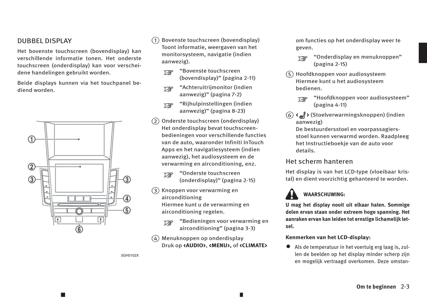 Infiniti Q50 Intouch Dual Display Handleiding  2013 - 2019