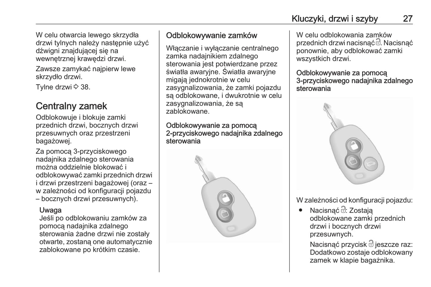 2018-2019 Opel Movano Owner's Manual | Polish