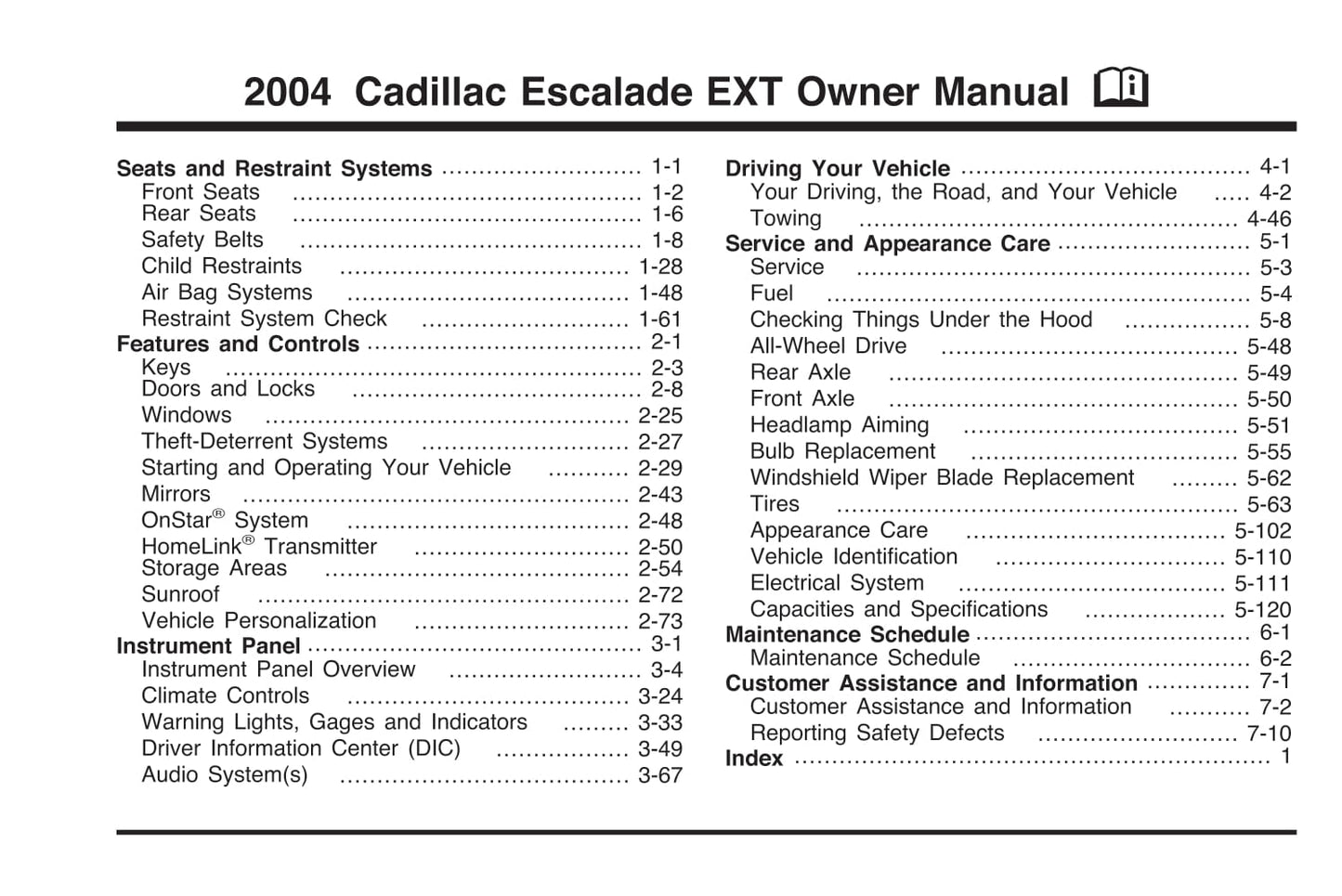 2004 Cadillac Escalade EXT Gebruikershandleiding | Engels