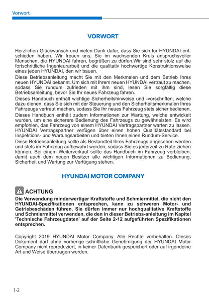 2019-2020 Hyundai i10 Bedienungsanleitung | Deutsch