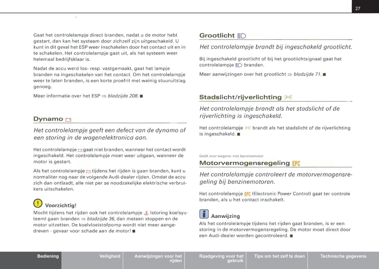 2001-2004 Audi A4 Owner's Manual | Dutch