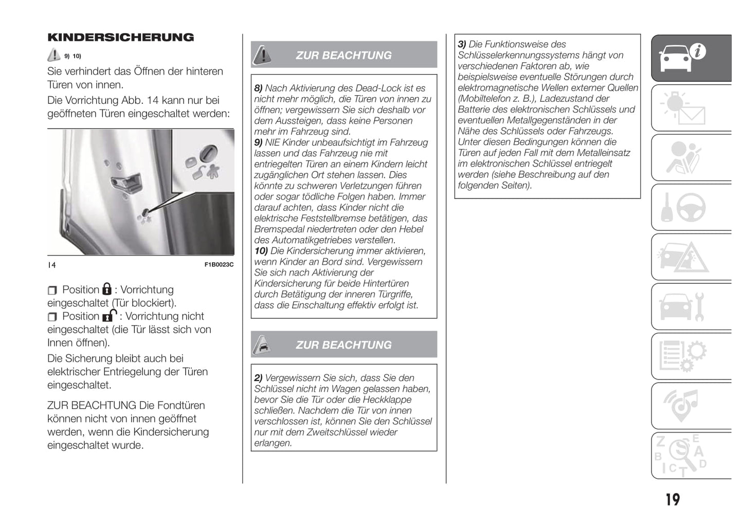 2019-2020 Fiat 500X Owner's Manual | German