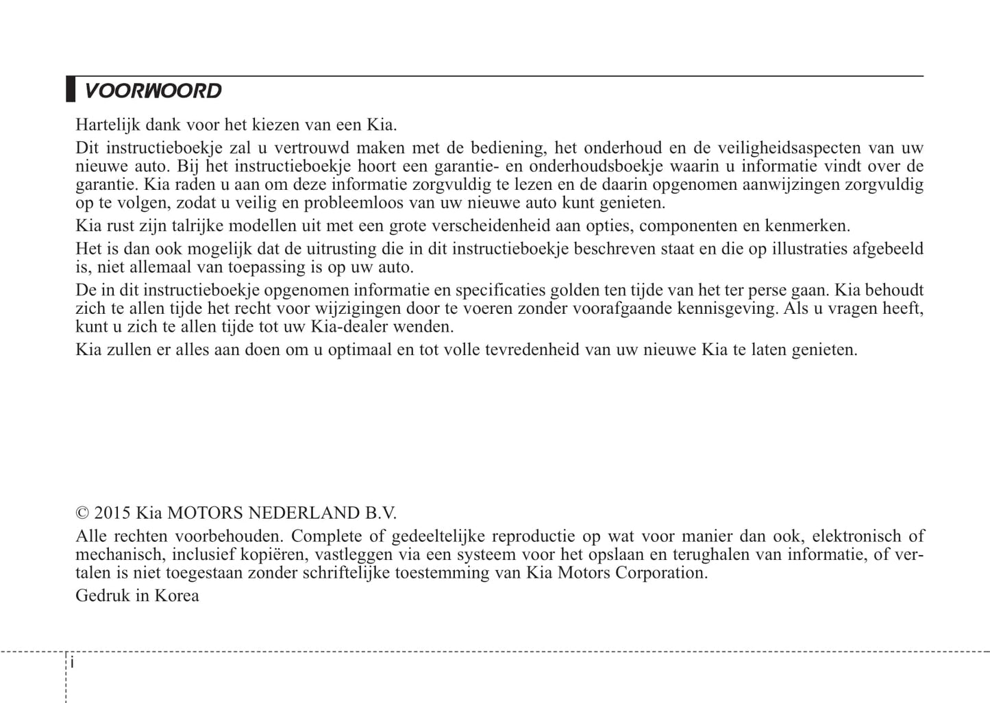 2015-2016 Kia Carens Owner's Manual | Dutch