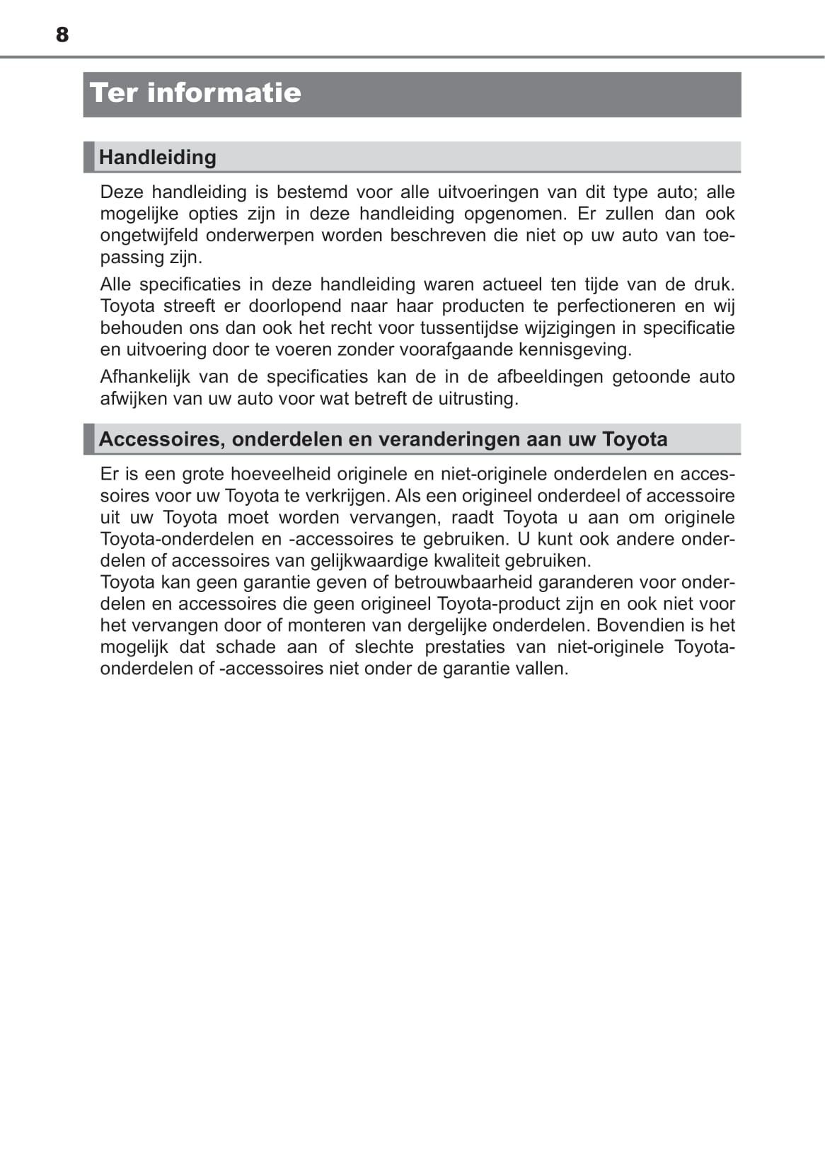 2019-2020 Toyota C-HR Owner's Manual | Dutch