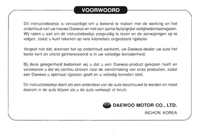 1997-2002 Daewoo Leganza Manuel du propriétaire | Néerlandais