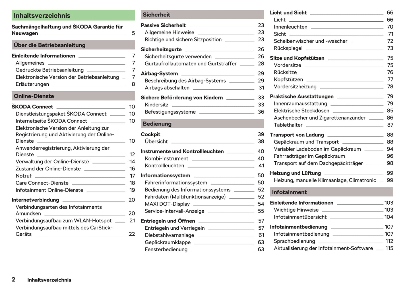 2017-2018 Skoda Fabia Owner's Manual | German