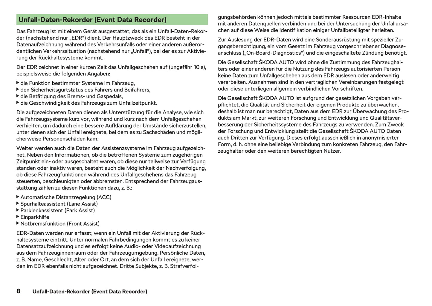 2020-2021 Skoda Kodiaq Owner's Manual | German