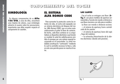 2004-2007 Alfa Romeo 156 Bedienungsanleitung | Spanisch
