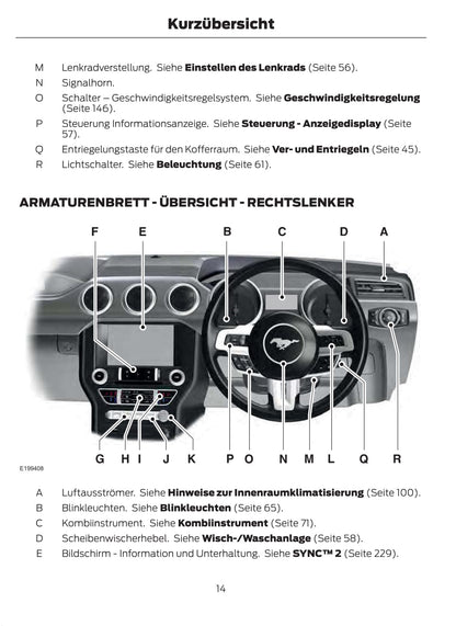 2015-2016 Ford Mustang Bedienungsanleitung | Deutsch