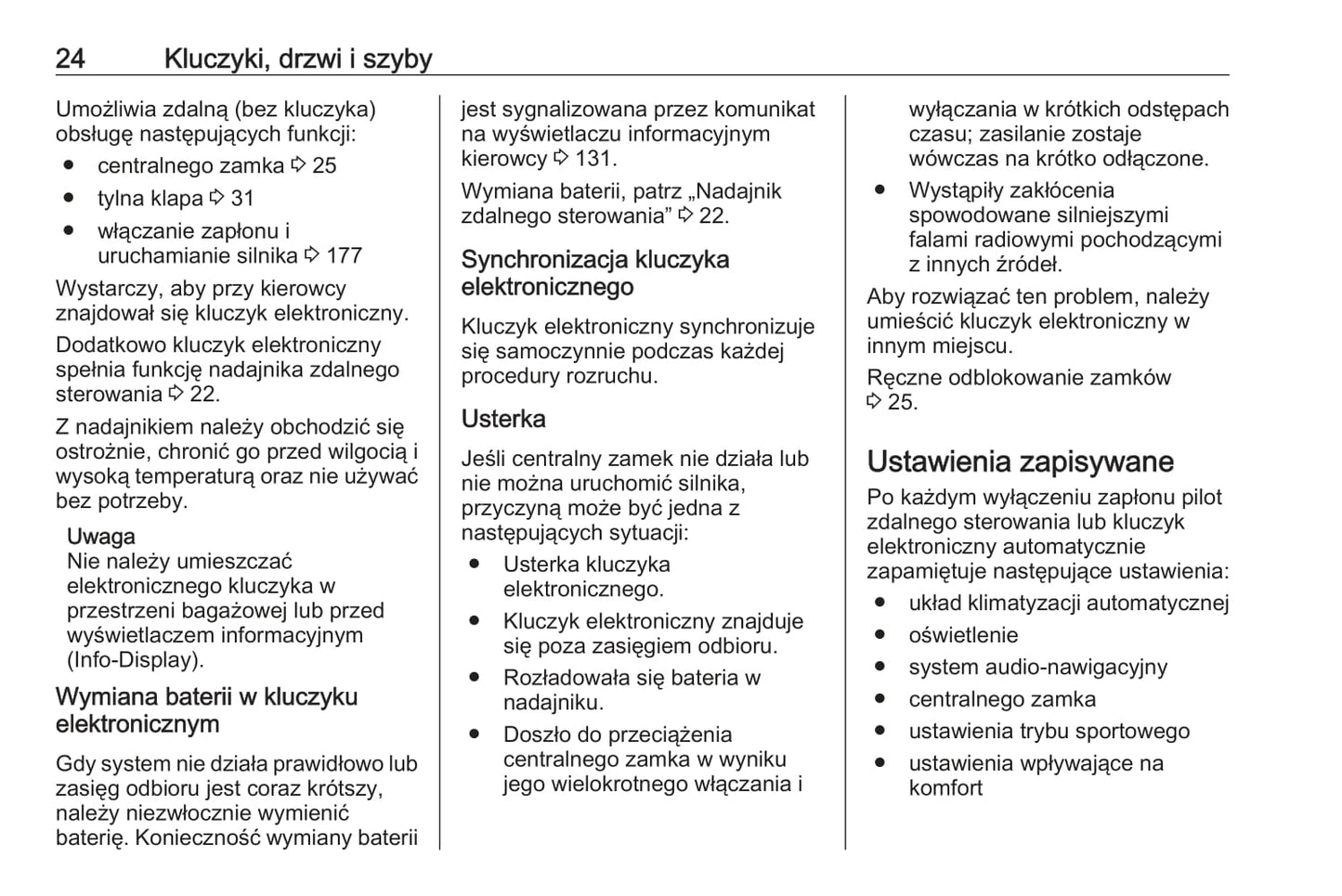 2016-2017 Opel Insignia Owner's Manual | Polish