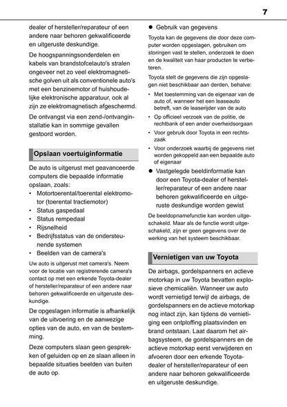 2020-2021 Toyota Mirai Bedienungsanleitung | Niederländisch