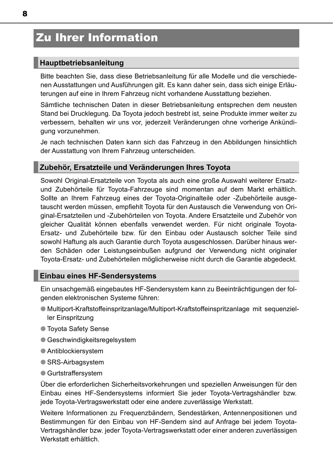 2019-2020 Toyota Hilux Bedienungsanleitung | Deutsch