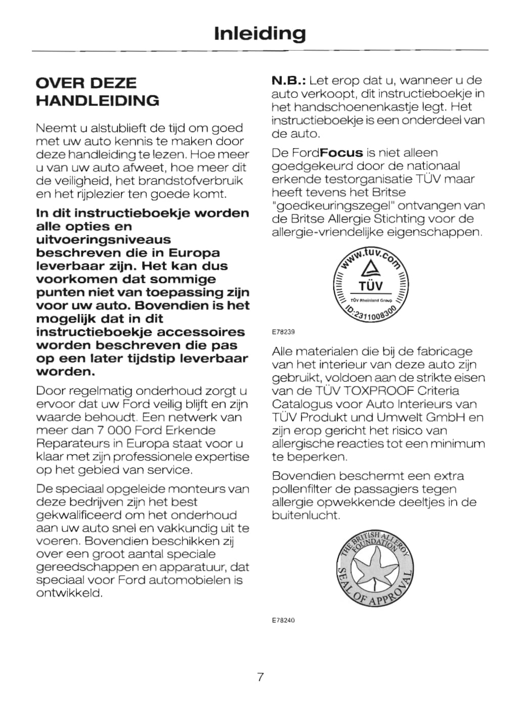 2004-2008 Ford Focus Gebruikershandleiding | Nederlands