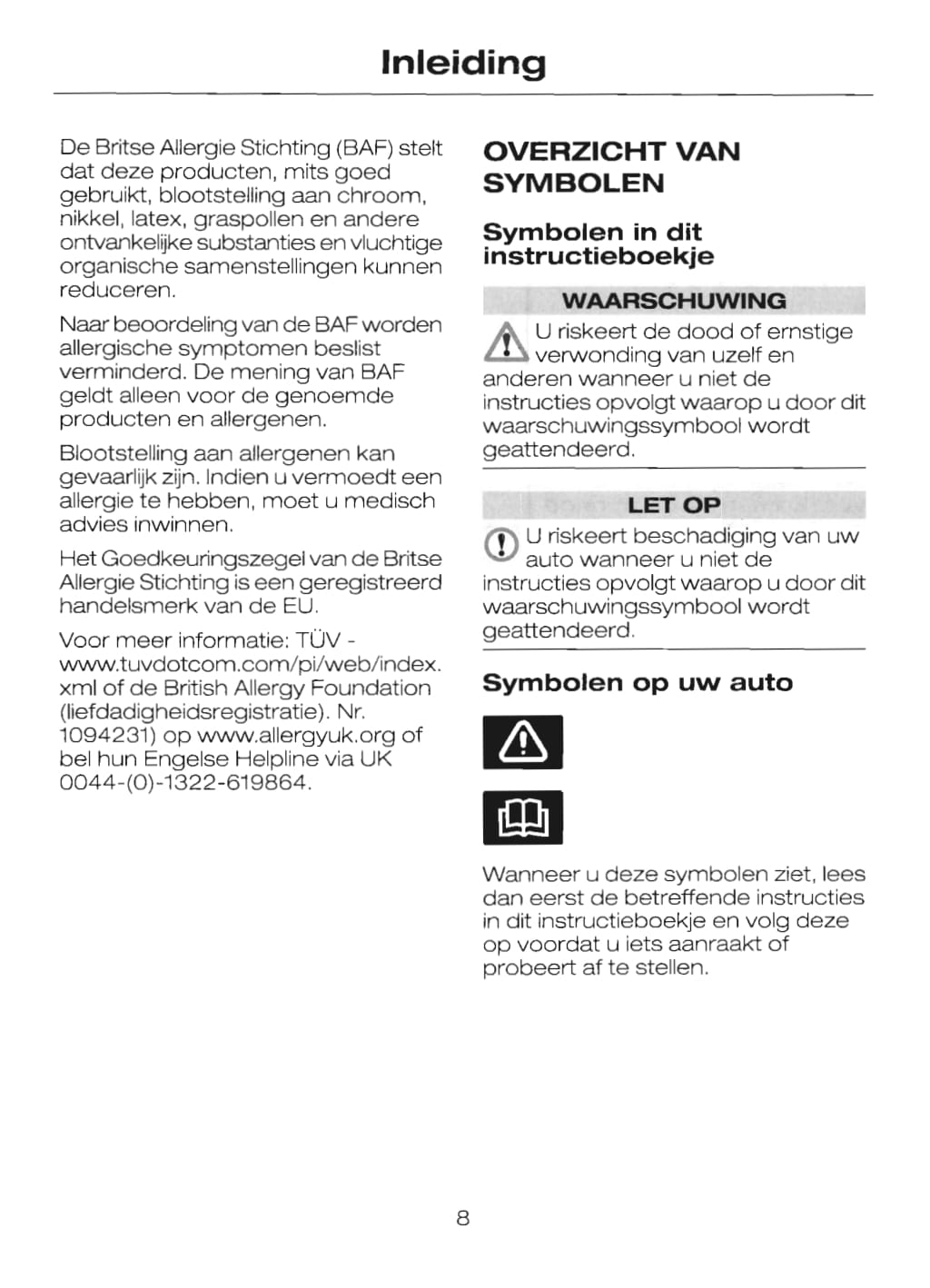 2004-2008 Ford Focus Owner's Manual | Dutch