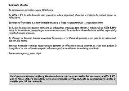 2005-2008 Alfa Romeo 159 Gebruikershandleiding | Spaans