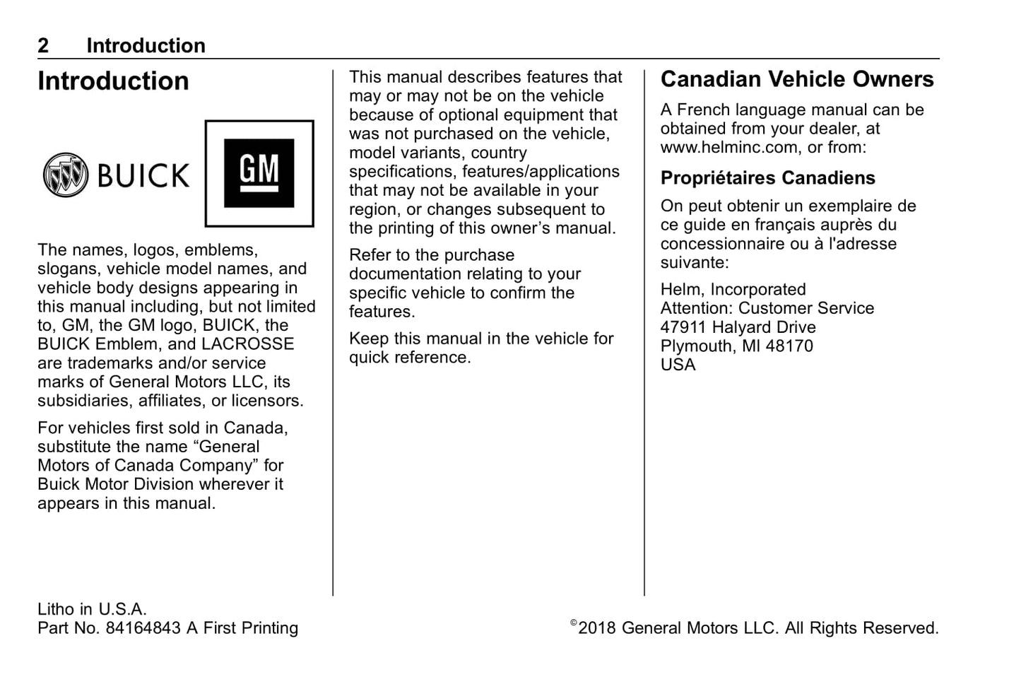 2020 Buick LaCrosse Owner's Manual | English