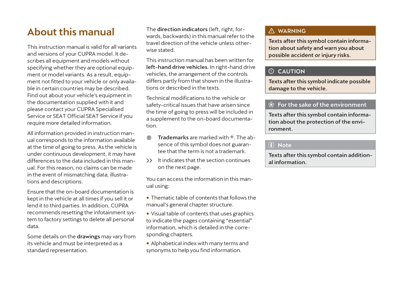2022 Cupra Formentor Owner's Manual | English