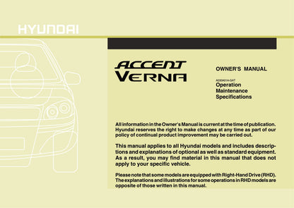 2009-2010 Hyundai Accent Owner's Manual | English