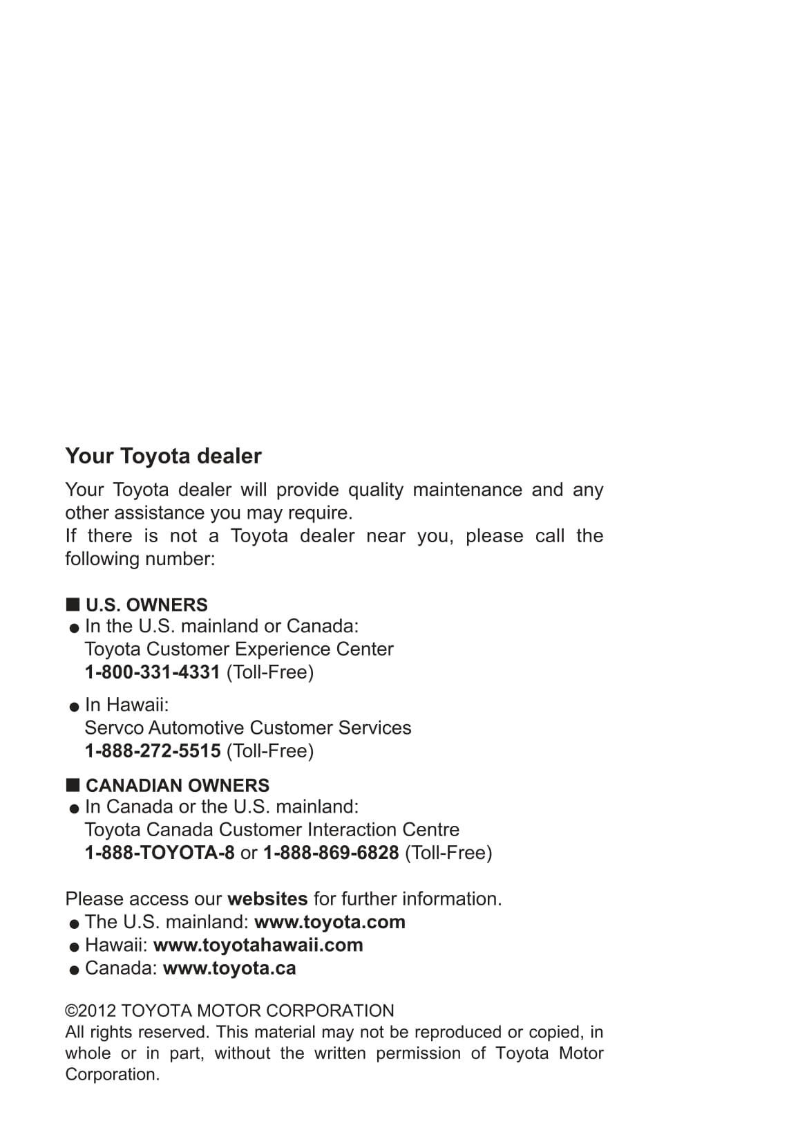 2009-2017 Toyota Venza Manuel du propriétaire | Anglais