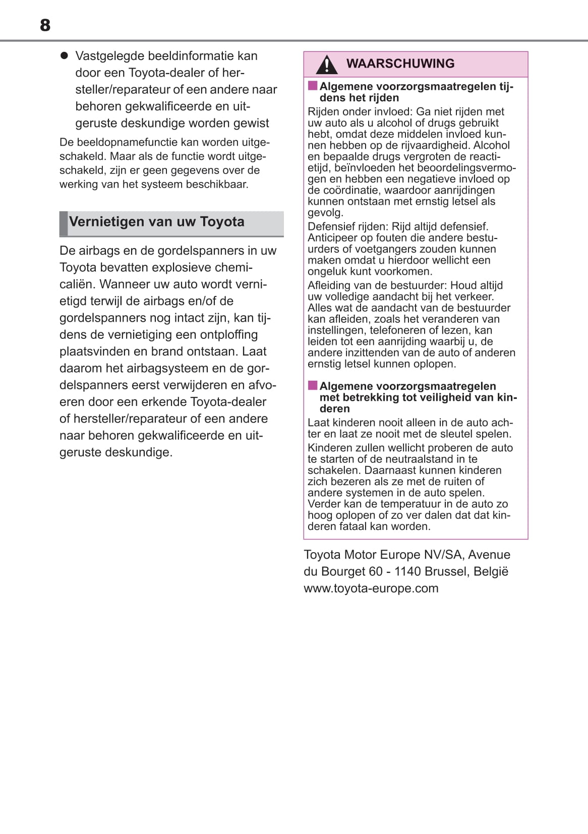 2020-2021 Toyota Yaris Owner's Manual | Dutch